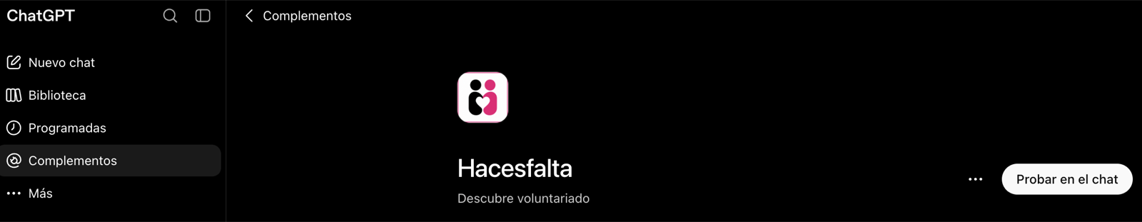 El complemento Hacesfalta en ChatGPT
